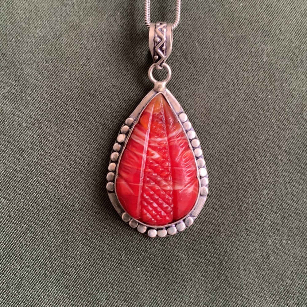Red Botswana agate stone necklace